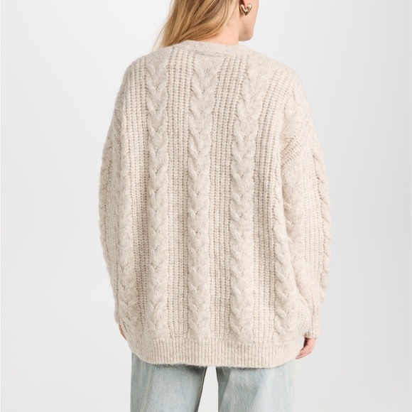 Jenni Kayne Cable Cocoon Knit Cardigan in Blush Oversized Small - Picture 5 of 15